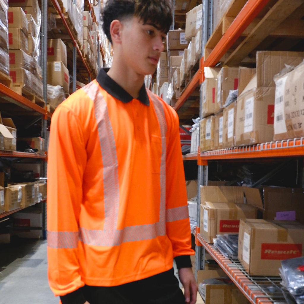 R483X Work-Guard Recycled Hi Vis TTMC Long Sleeve Polo