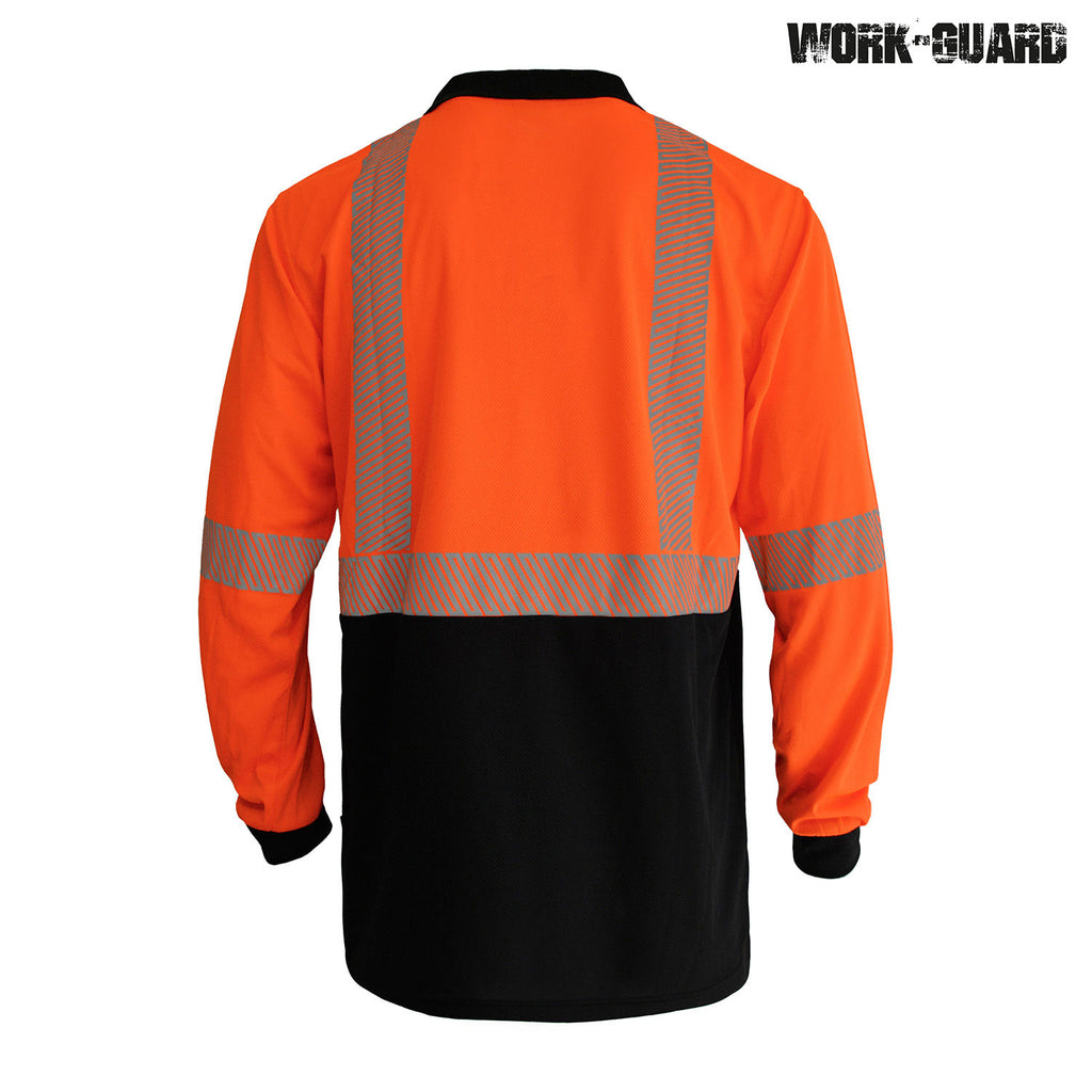 R486X Work-Guard Recycled Hi Vis Long Sleeve Day/Night Polo